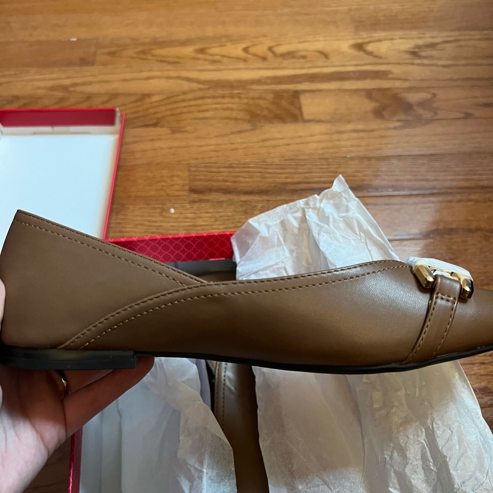 NWT Kelly & Katie Tan Flats with Buckle Detail